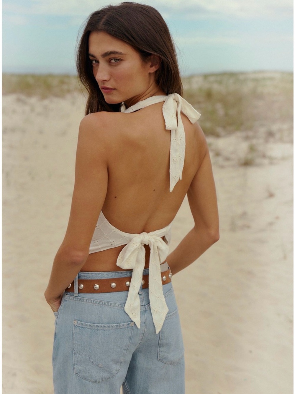 Free People Luna Eyelet Halter Top - Size Medium